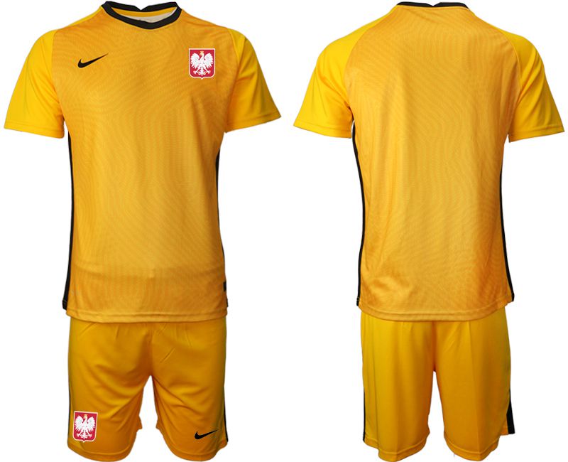 Men 2020-2021 European Cup Poland yellow goalkeeper Blank Soccer Jersey